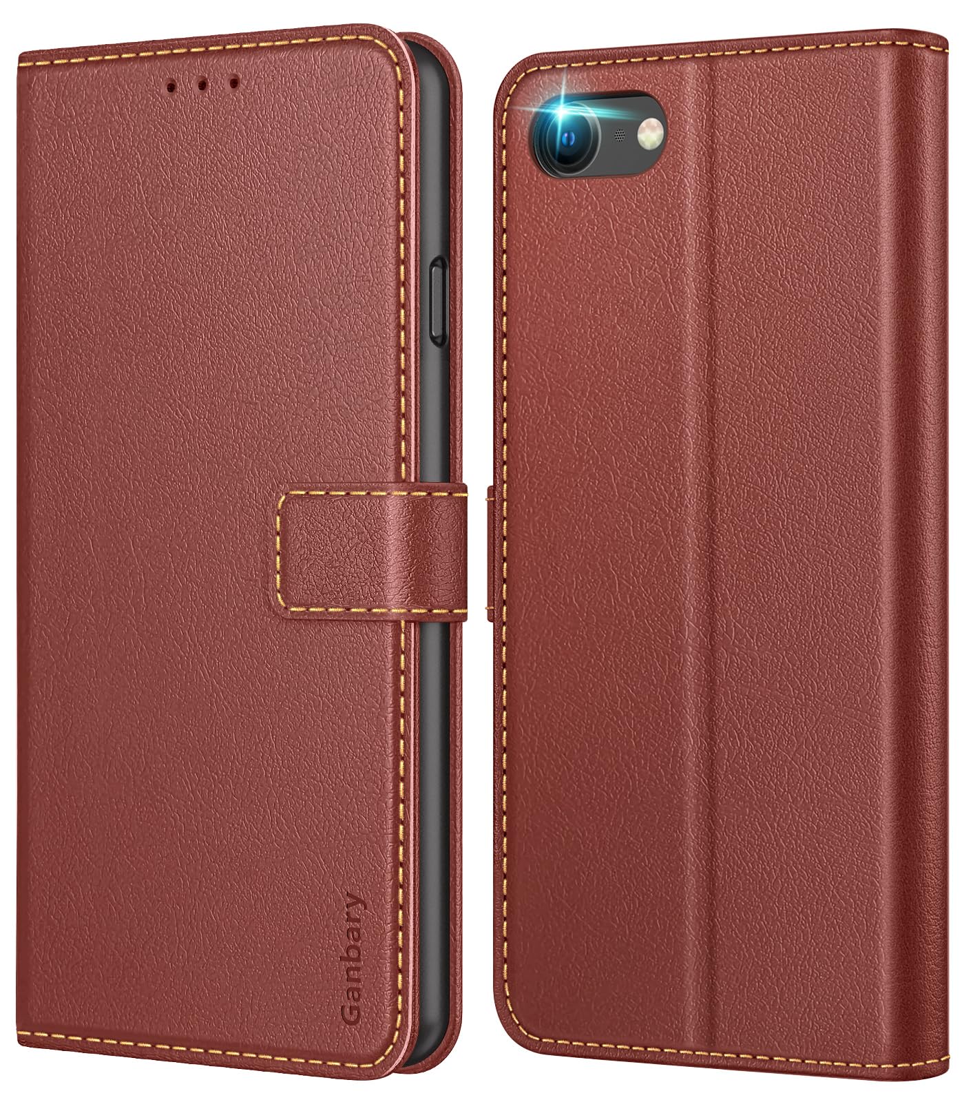 Ganbary-preklopni-ovitek-za-iPhone-SE-2022-2020-8-7-rjava:Ganbary preklopni ovitek za iPhone SE 2022/2020/8/7 – rjava