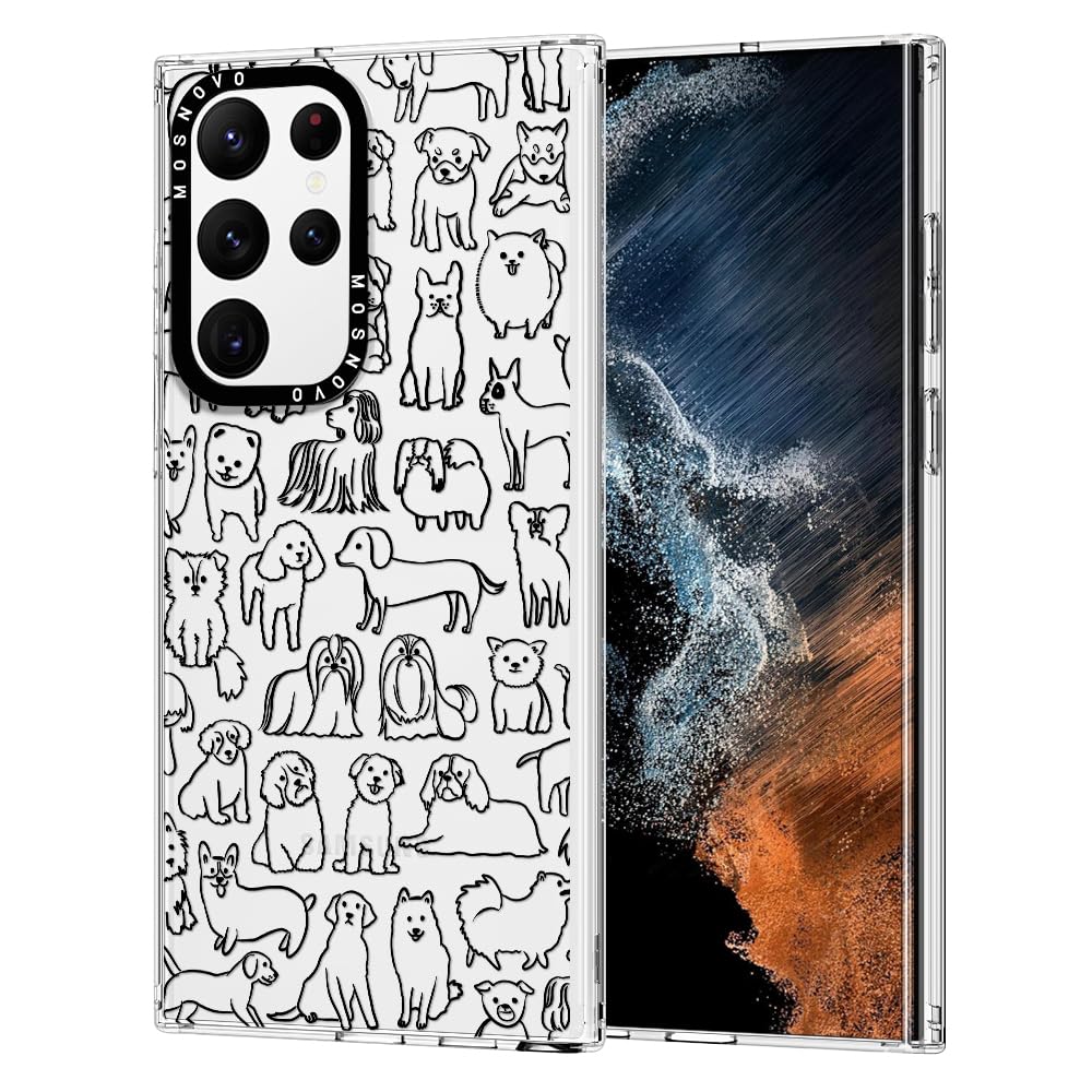 Ovitek MOSNOVO za Samsung Galaxy S22 Ultra Doodle Dog, igriv pasji motiv z robustno zaščito telefona