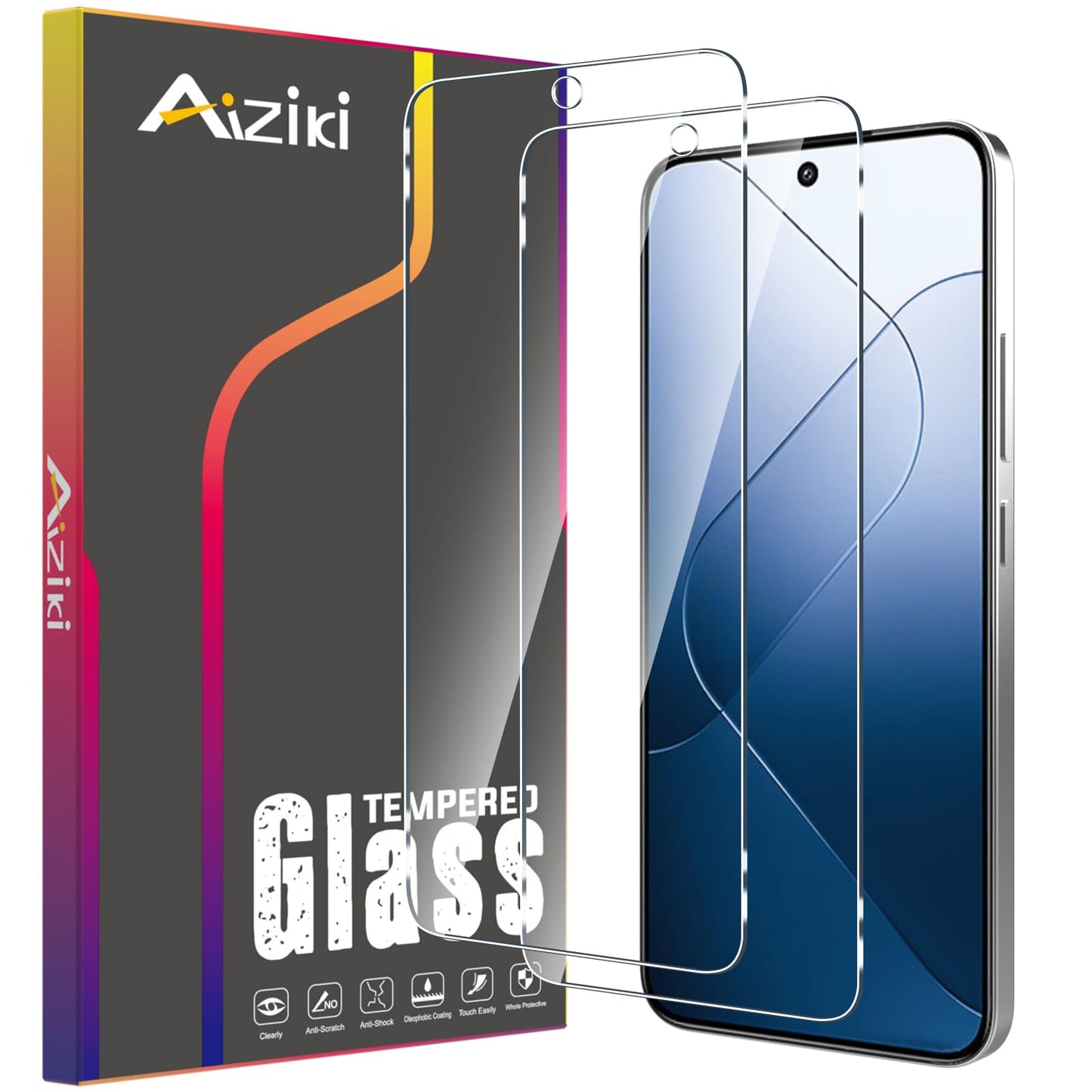 2 kosa kaljenega stekla za Xiaomi 14 - HD Prozorno 9H Zaščitno Steklo