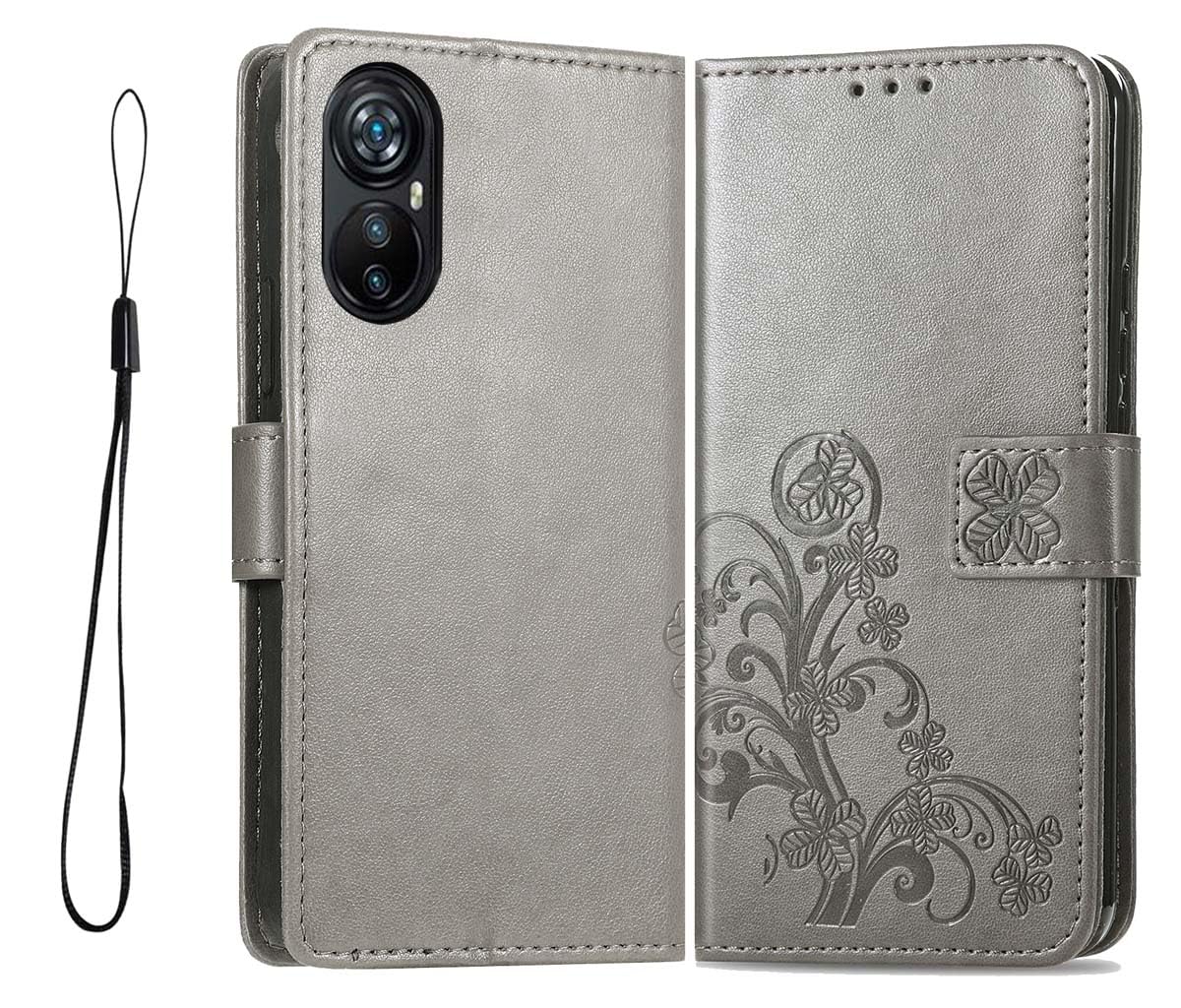 GOKEN preklopna torbica za Blackview A200 Pro – PU koža, novčanik sa stalkom, siva