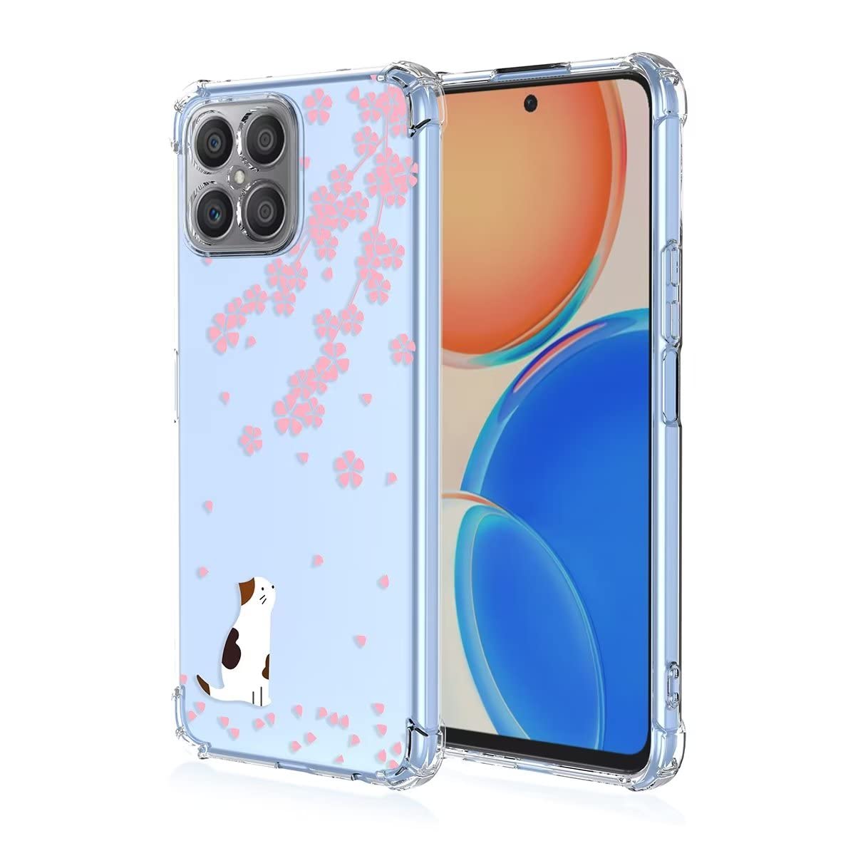Ovitek HAOYE za Huawei P60 Pro – prozoren TPU zaščitni ovitek, “Mačka Sakura” dizajn