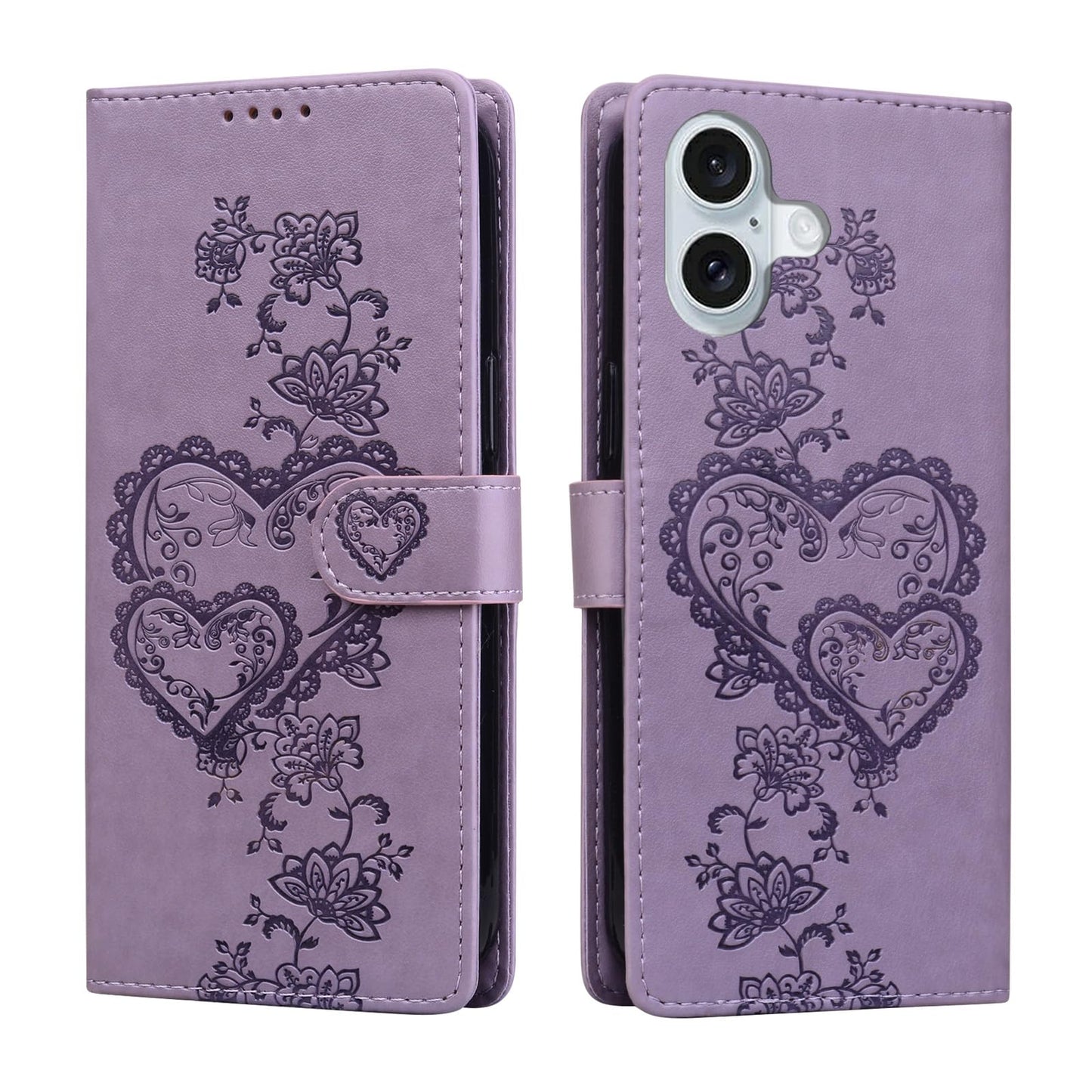 Preklopni-ovitek-za-iPhone-16-elegantno-vijolično-srce:Preklopni ovitek za iPhone 16 – elegantno vijolično srce