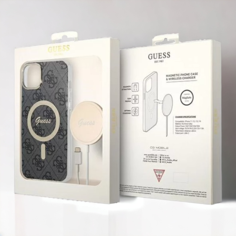 Guess komplet ovitek + polnilec (MagSafe) "black" za iPhone 14 Pro Max (BUGUHMP14XH4EACSK)