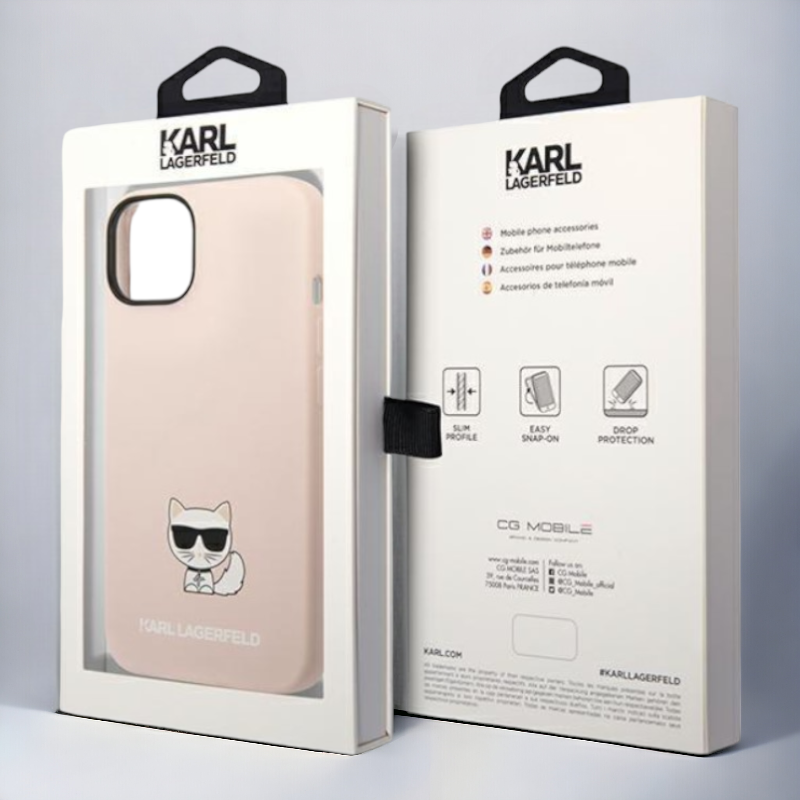 Ovitek Karl Lagerfeld "Choupette body - light pink" za iPhone 14 Plus/15 Plus (KLHCP14MSLCTPI)
