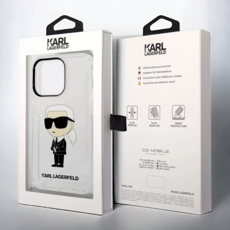 Ovitek Karl Lagerfeld "Karl Lagerfeld - transparent" za iPhone 14 Pro (KLHCP14LHNIKTCT)