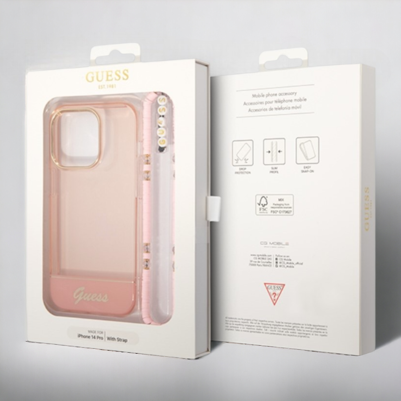 Silikonski ovitek Guess za iPhone 14 Plus/ 15 Plus z držalom - roza (GUHCP14MHGCOHP)