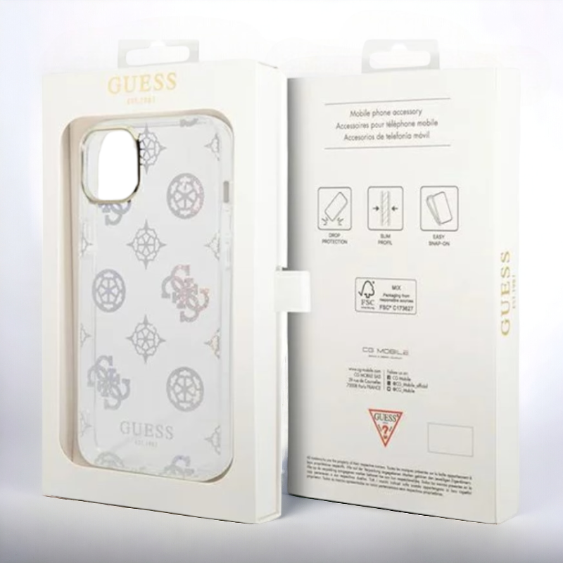Ovitek Guess "Peony Glitter" za iPhone 13/14/15 (GUHCP14SHTPPTH)
