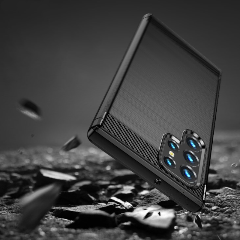 Silikonski ovitek "carbon" za Samsung Galaxy S22 Ultra - Črna