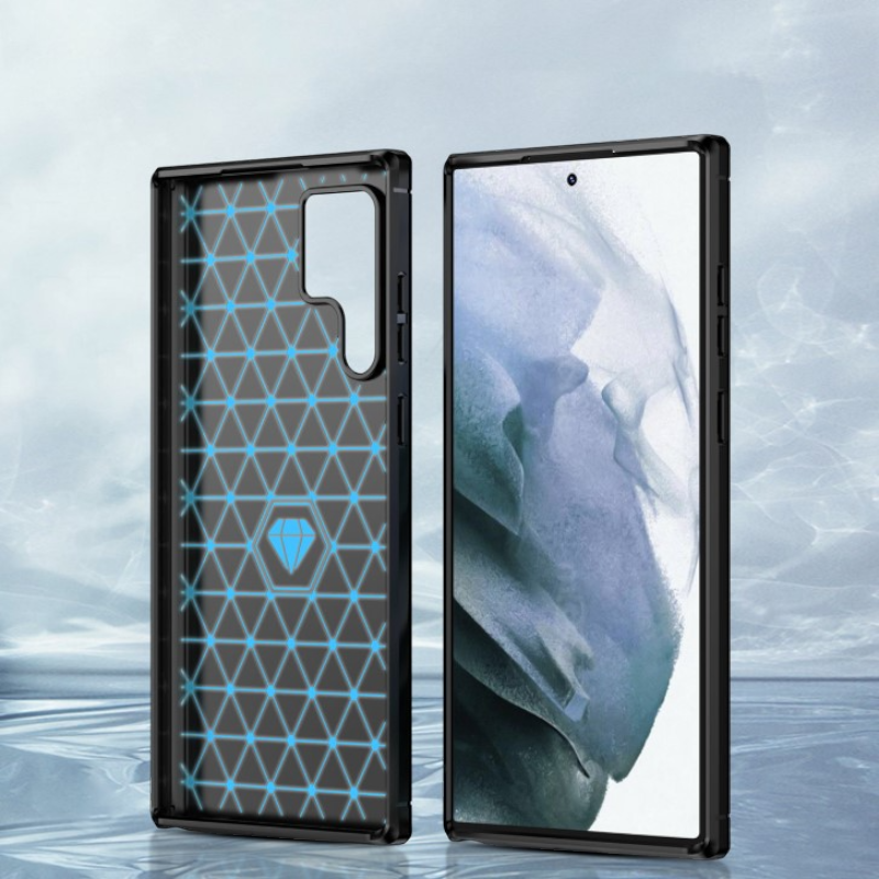 Silikonski ovitek "carbon" za Samsung Galaxy S22 Ultra - Črna