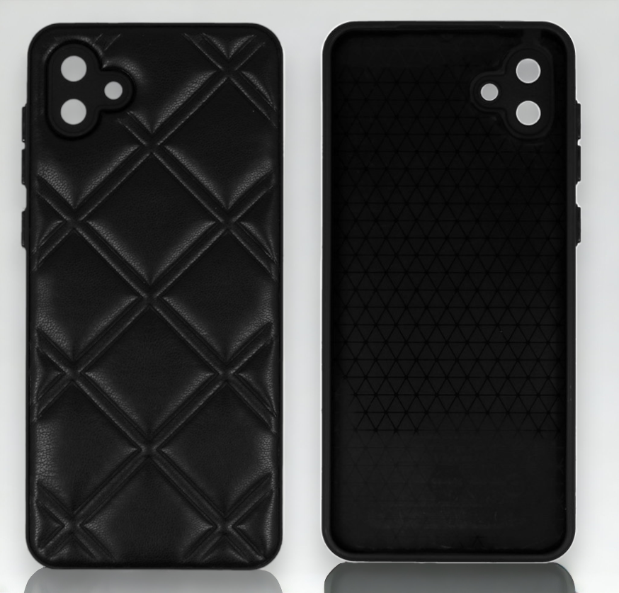 Silikonski ovitek "Checkered Leather 3D" za Samsung Galaxy A04 - črna – Infostyle