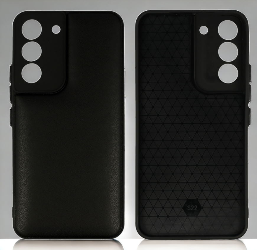 Silikonski ovitek "Smooth Leather 3D" za Samsung Galaxy S22 - črna – Infostyle