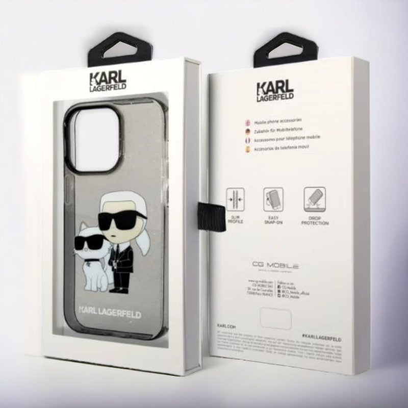 Ovitek Karl Lagerfeld "Karl & Choupette - glitter" za iPhone 14 Pro (KLHCP14LHNKCTGK)