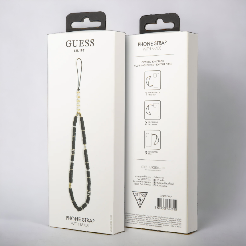 Pašček za telefon Guess "black - Heishi beads" (GUSTPEARK)