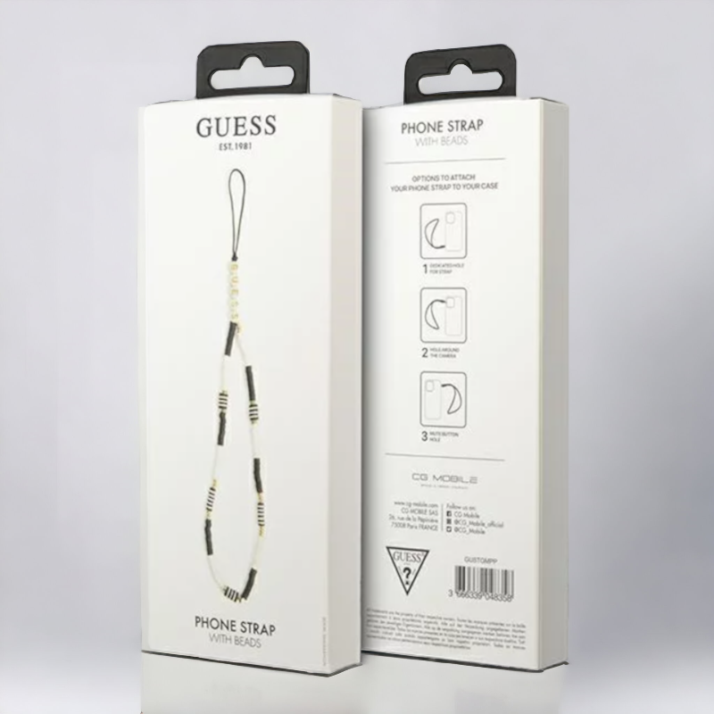 Pašček za telefon Guess "black & white - Heishi Beads" (GUSTBCKH)
