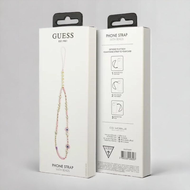 Pašček za telefon Guess "pink - Beads Shell" (GUSTSHPP)