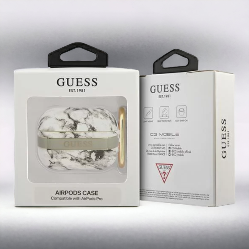 Original Guess etui "grey Marble Strap" za slušalke AirPods Pro (GUAPHCHMAG)