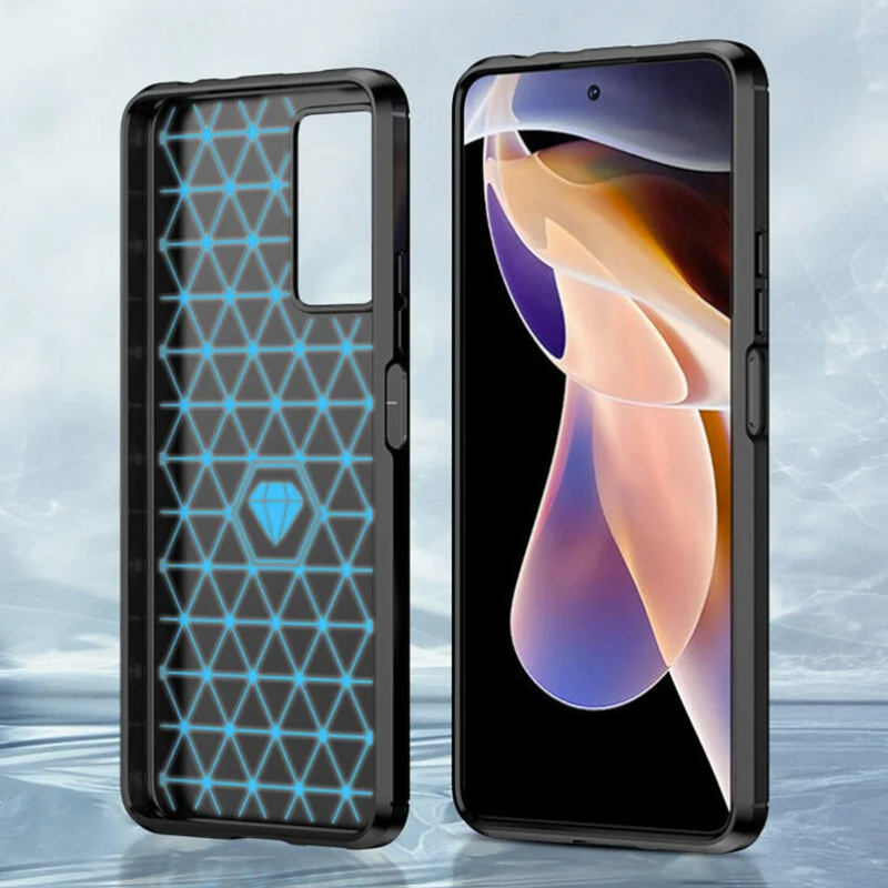 Silikonski ovitek "carbon" za Xiaomi Redmi Note 10s - Črna – Techsuit