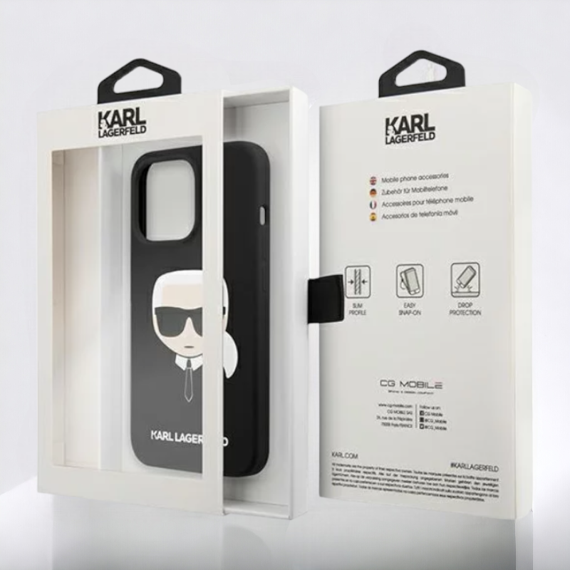 Ovitek Karl Lagerfeld "Karl's Head - black" za iPhone 13/13 Pro (KLHCP13LSLKHBK)