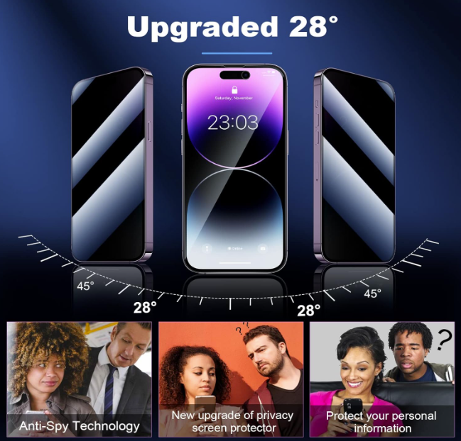 Zaščitno steklo "Anti-spy" za iPhone 14 Pro 6.1" (2 kosa) – Infostyle