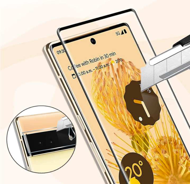 Komplet 2 zaščitni stekli + 2 zaščiti za kamero "Insolkidon Black" za Google Pixel 6 Pro – Infostyle