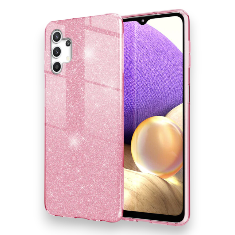 Silikonski ovitek "Glitter Nalia" za Samsugn Galaxy A32 5G – Svetlo roza / PC + TPU silikon