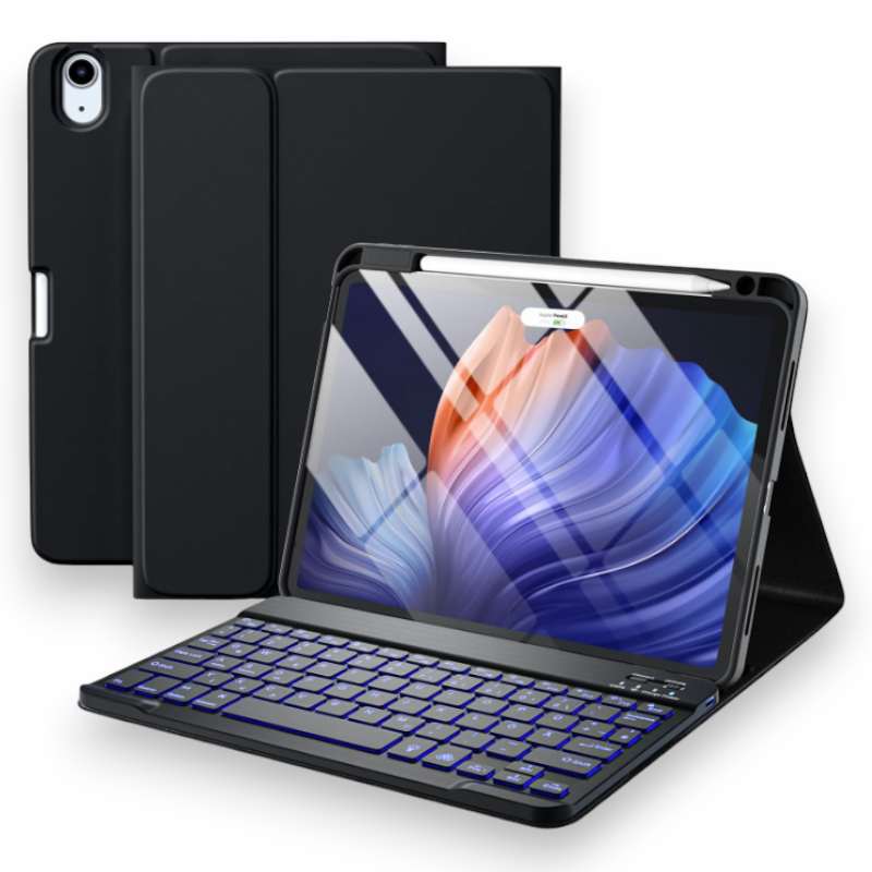 Preklopna torbica s tipkovnico za tablični računalnik Apple iPad Air 4 2020 /5 2022/6 2024 10.9" – Vobafe