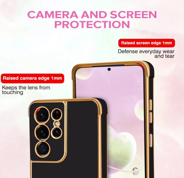 Silikonski ovitek "Golden Edging Heart" za Samsung Galaxy S21 Ultra – Infostyle