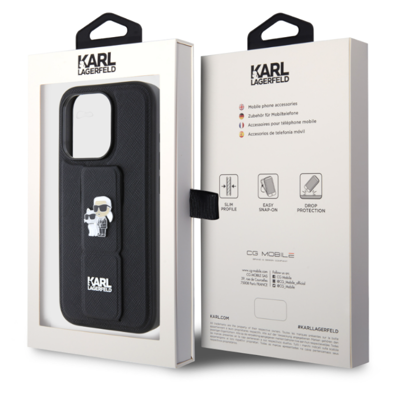 Ovitek Karl Lagerfeld "Saffiano Grip Stand" za iPhone 15 pro Max (KLHCP15XGSAKCPK)