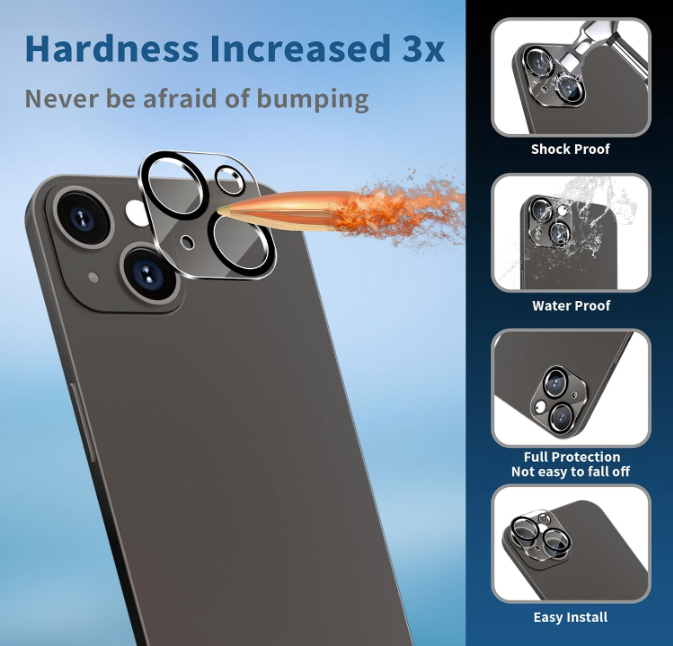 Zaščita za zadnjo kamero "Clasic Black" za iPhone 15 / 15 Plus – Infostyle