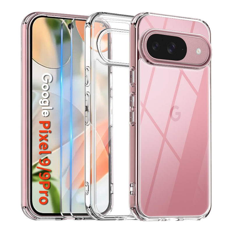 Prozoren ovitek + 2 zaščitni stekli za Google Pixel 9/9 Pro – Infostyle – Prozorna