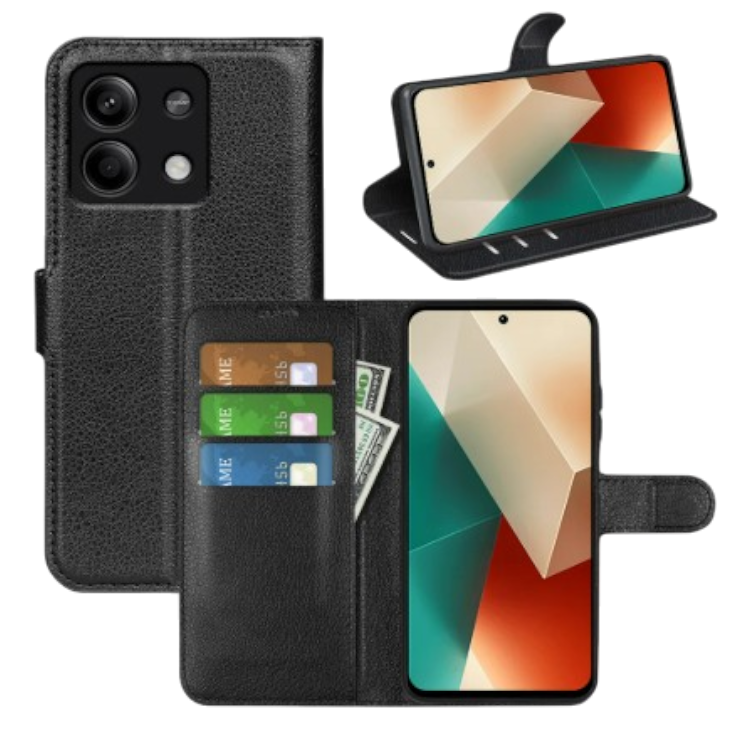 Preklopna torbica za telefon ''Premium'' Xiaomi Redmi Note 13 Pro 5G/ Poco X6 5G, črna – Techsuit – Črna / Umetno usnje