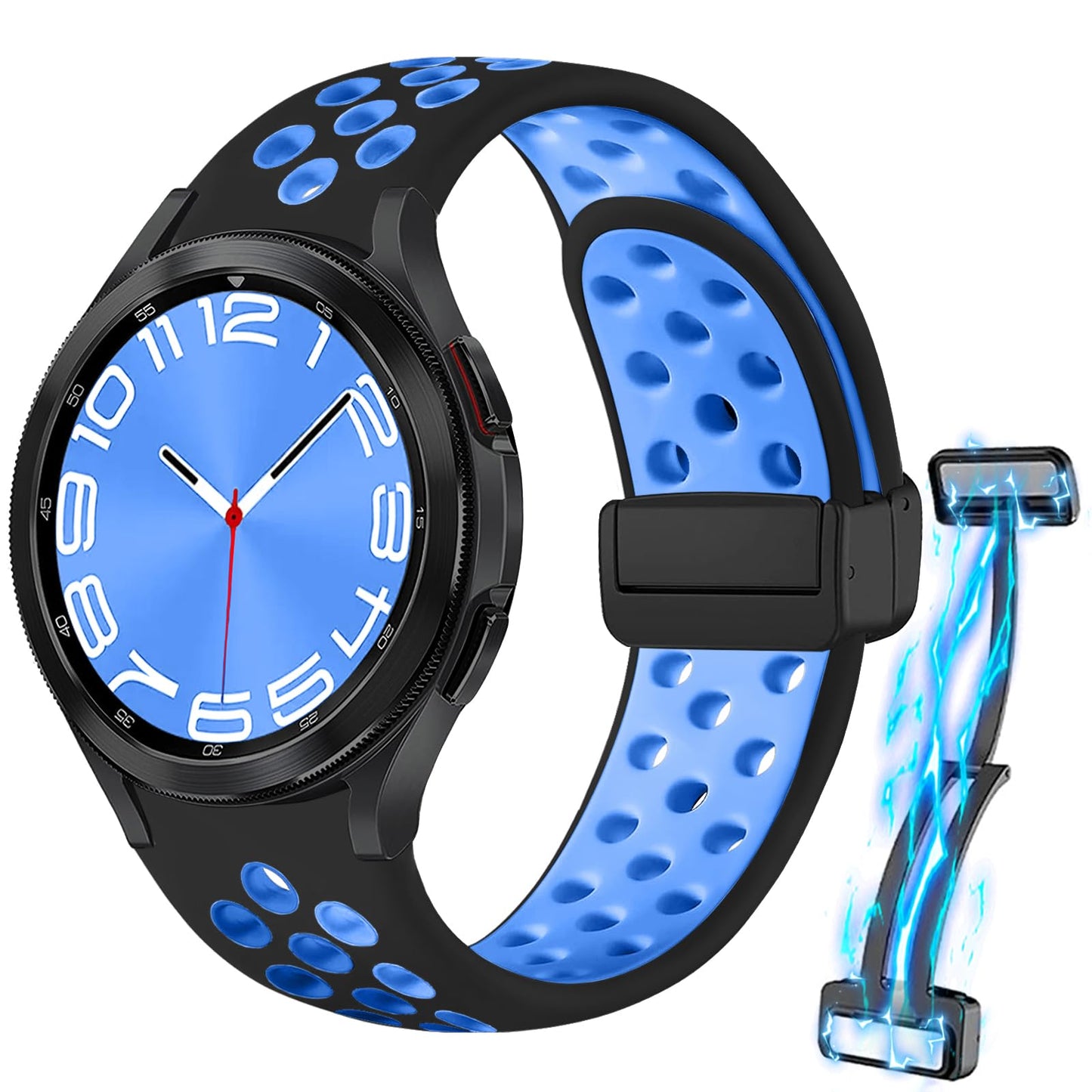 Remen za Samsung Galaxy Watch 6/5/4 – 40 mm / 44 mm | crno-plava silikonska narukvica