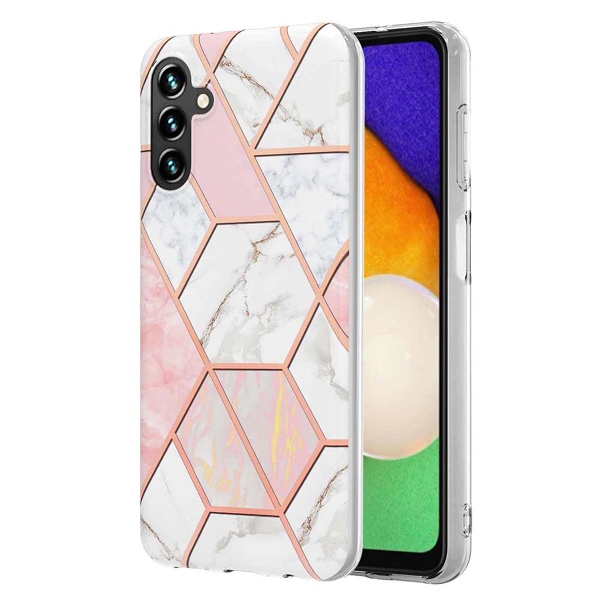 HAOYE Marble ovitek za Samsung Galaxy A34 5G – z marmornim vzorcem, bela-roza