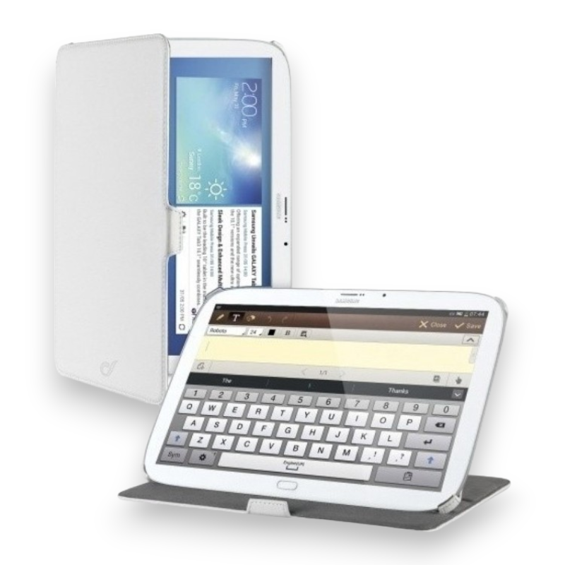 Preklopna torbica za tablični računalnik Samsung Galaxy Tab 3 10.1" – Cellularline – Bela / PU usnje + mikrovlakna