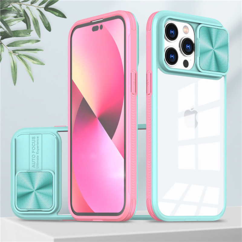 Ovitek "Camshield" za iPhone 14 Pro Max – Infostyle – Svetlo zelena / PC + TPU silikon