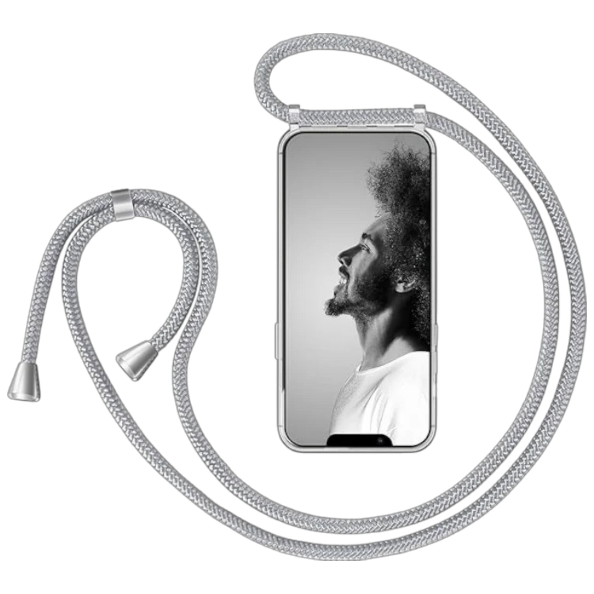 Prozoren ovitek Clear Case z nastavljivo sivo vrvico za iPhone 13 Mini