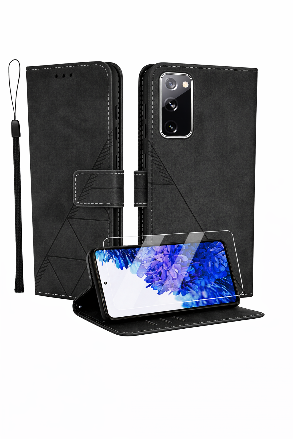 Preklopna futrola Togestar crna + zaštitno staklo za Samsung Galaxy S20 FE