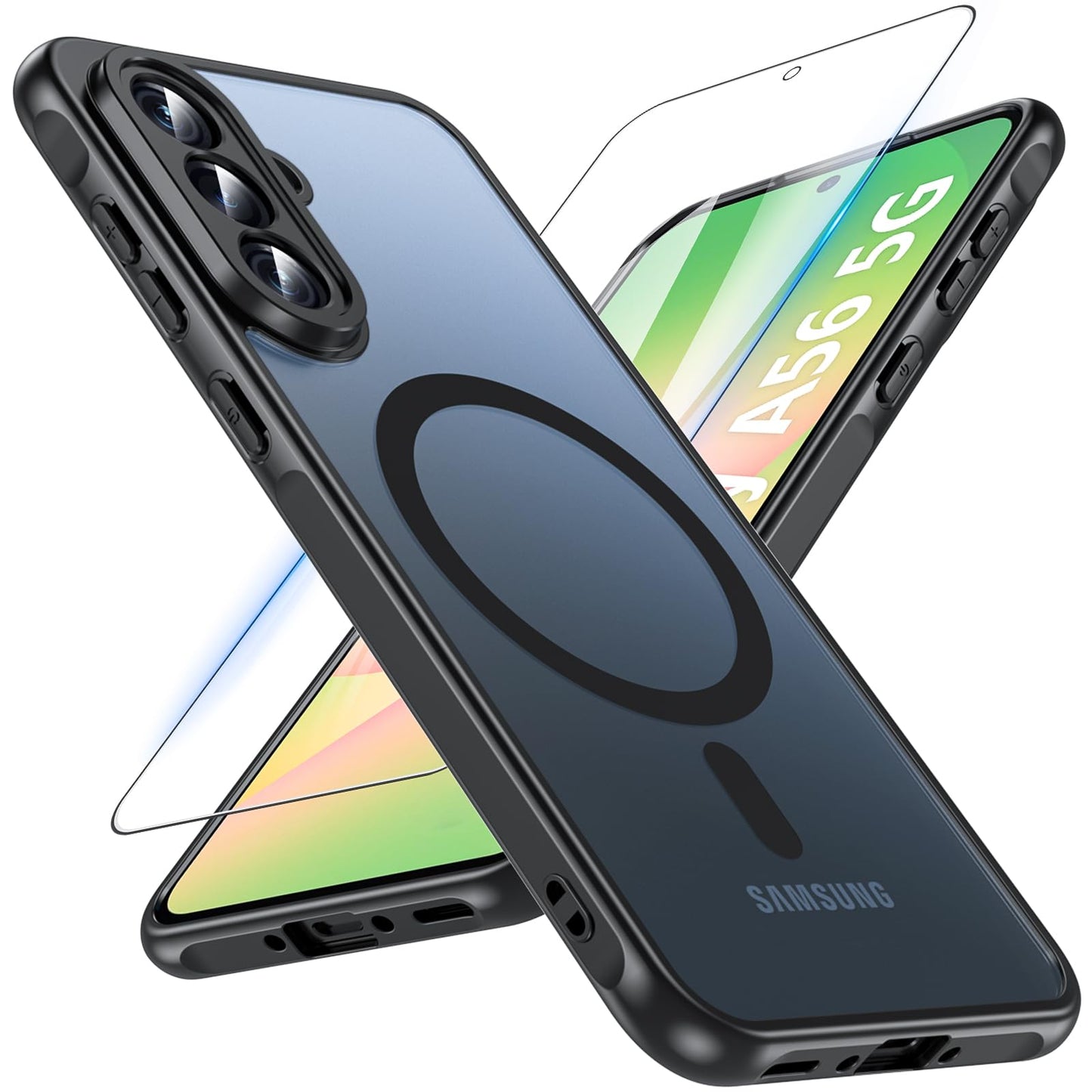 BESINPO Magnetic Case for Samsung Galaxy A56 5G - 9H Glass, MagSafe, Black