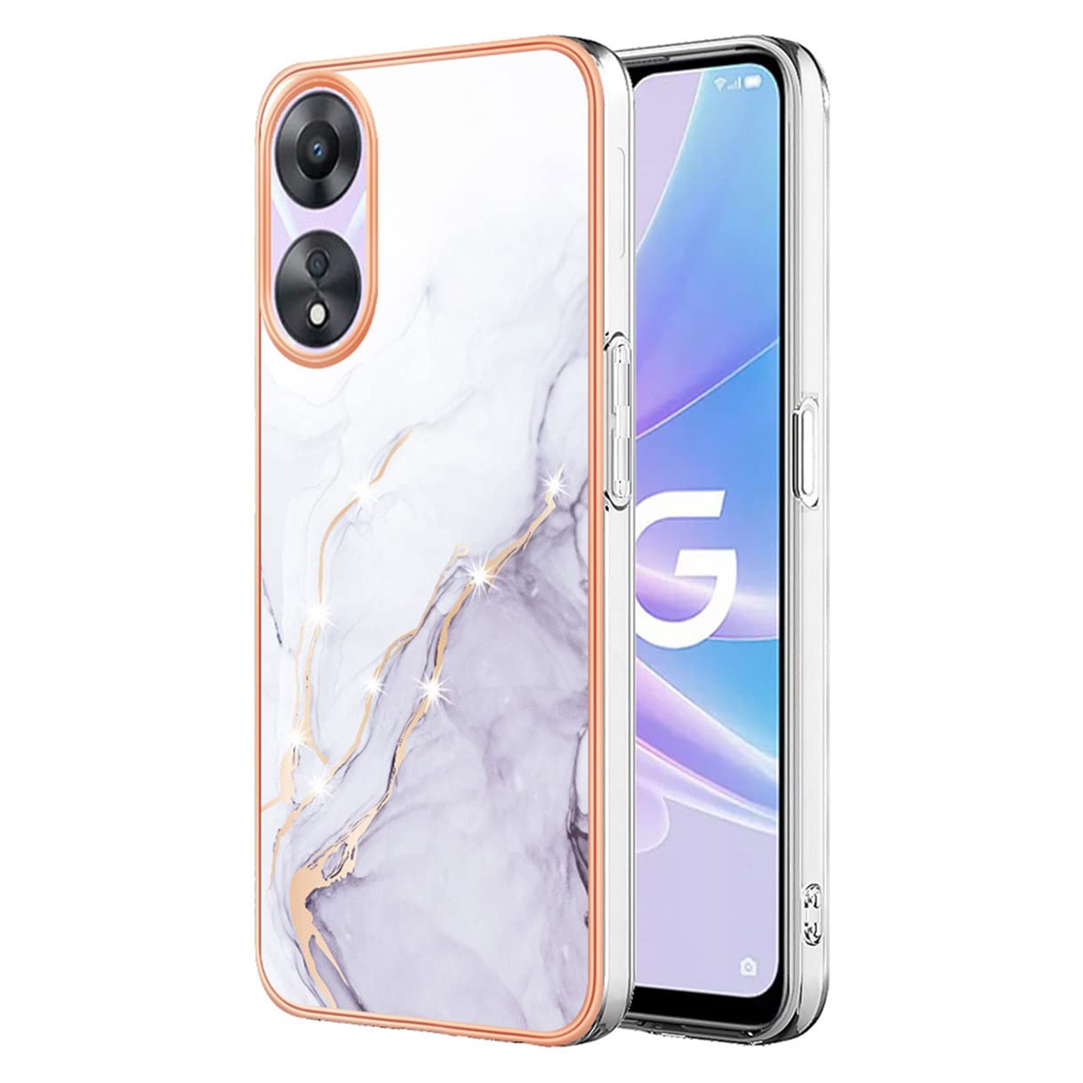 HAOYE Marble ovitek za OPPO A78 5G / A58 5G / A58X – ovitek z marmornim vzorcem, bela-vijolična