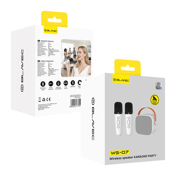 Blavec WS-07 Karaoke Party Bluetooth zvočnik 5W z 2 mikrofonoma - bel