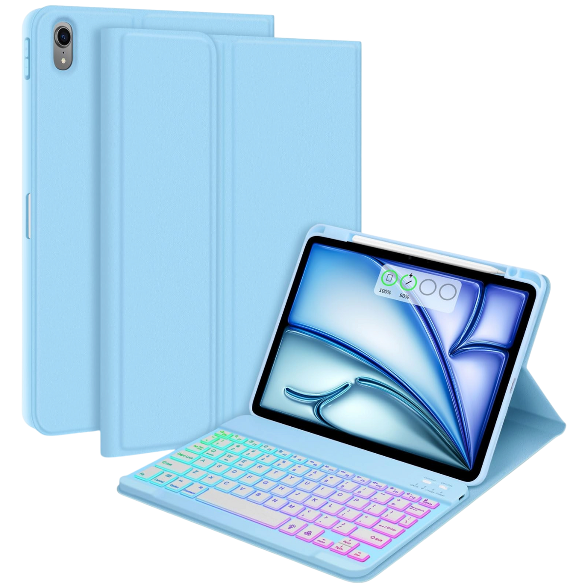 Svetlo moder ovitek GOOJODOQ s tipkovnico za iPad 10,2" 7., 8. in 9. generacije