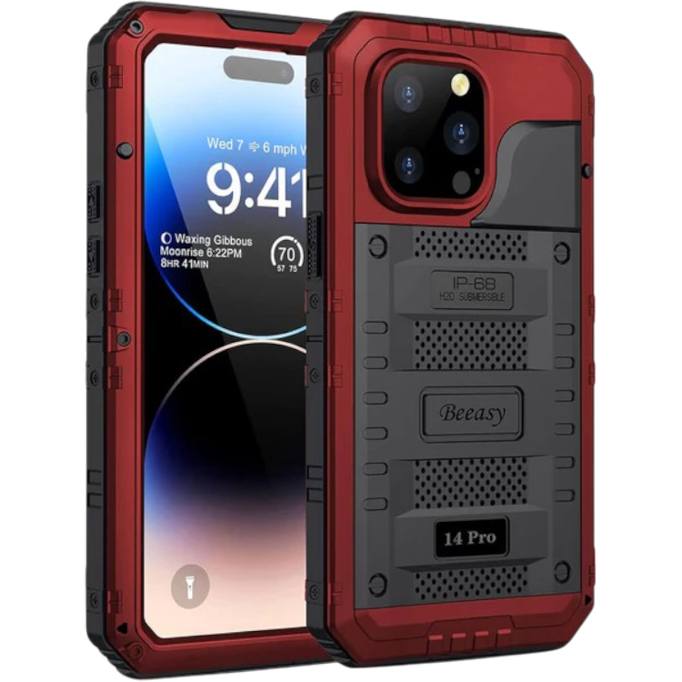 Ovitek "vodoodporen 360" za iPhone 14 Pro – Beeasy – Rdeča