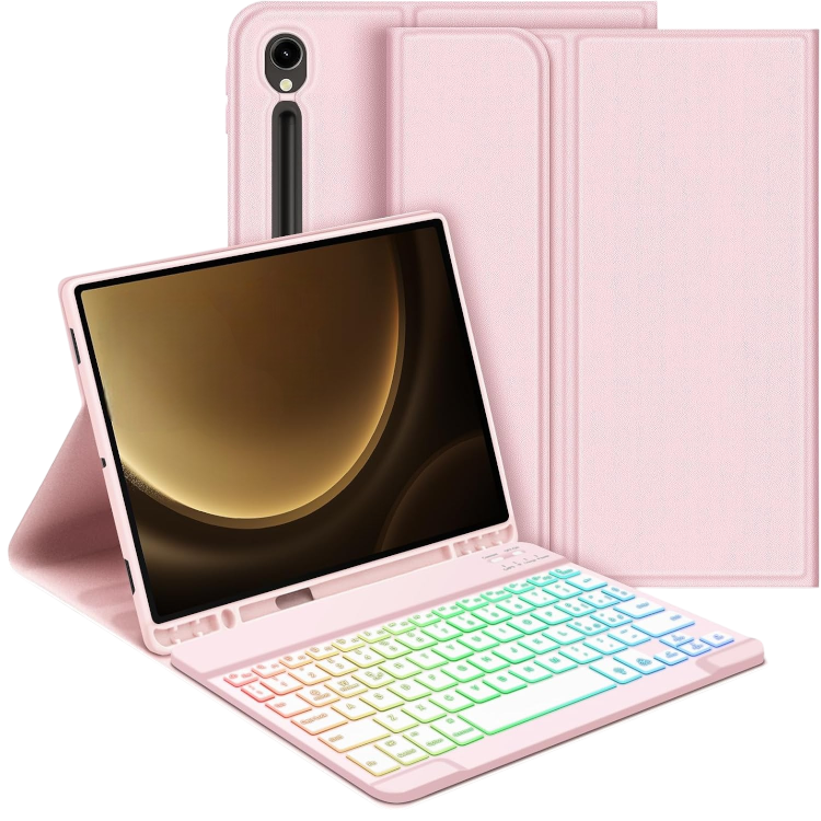 Ovitek za tablico s priloženo tipkovnico "GOOJODOQ" Samsung Galaxy TAB S9 Plus – Infostyle – Roza
