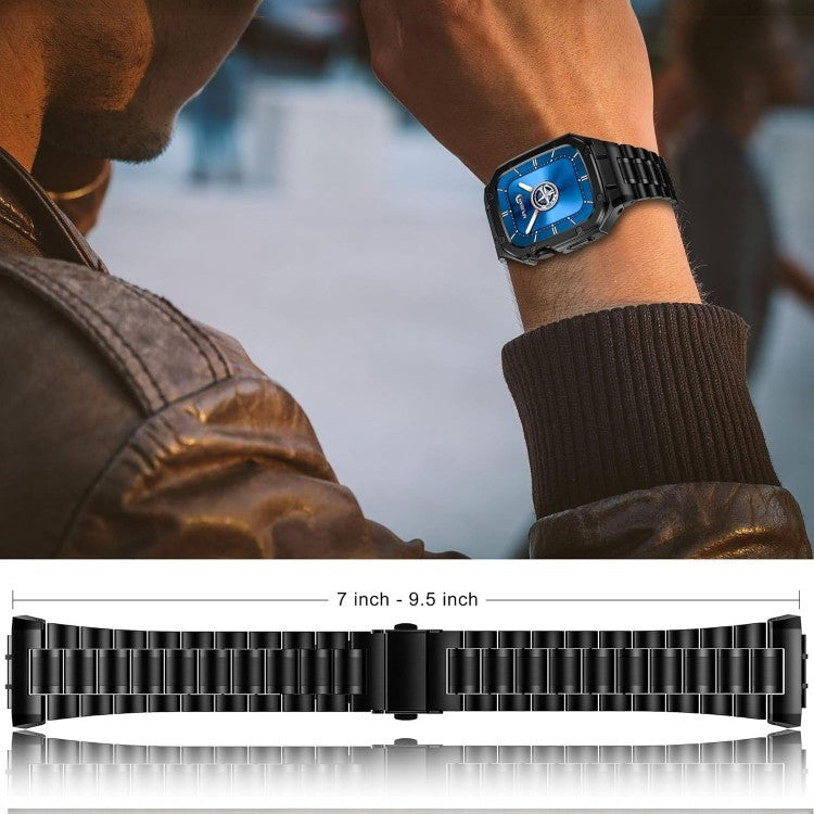 Ohišje iz nerjavečega jekla in pas za uro "HASFLM" Apple Watch 9/8/7 45mm – Infostyle