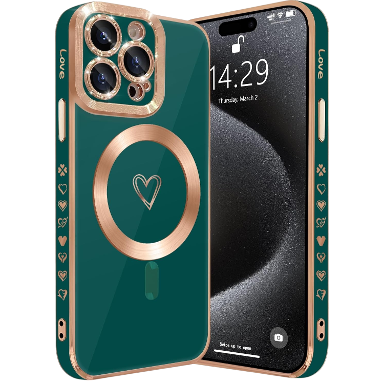 Ovitek za telefon z vrvico "Heart" iPhone 14 Pro Max – Infostyle – Zelena