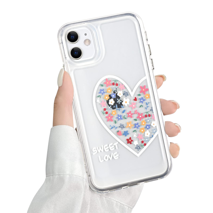 Ovitek za telefon "Heart Flower" iPhone 11 – Infostyle – Prozorna