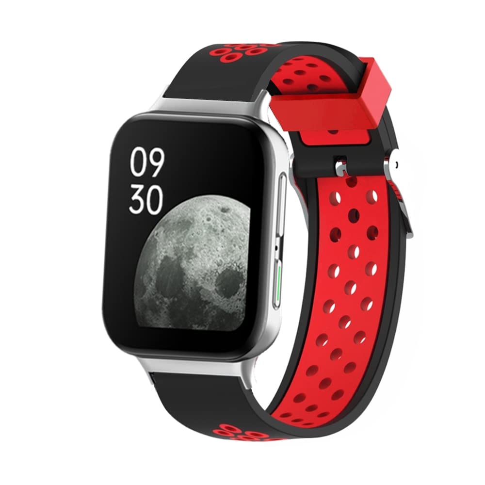 KINOEHOO pašček za OPPO Watch 2 – silikonski športni pašček | črno-rdeča