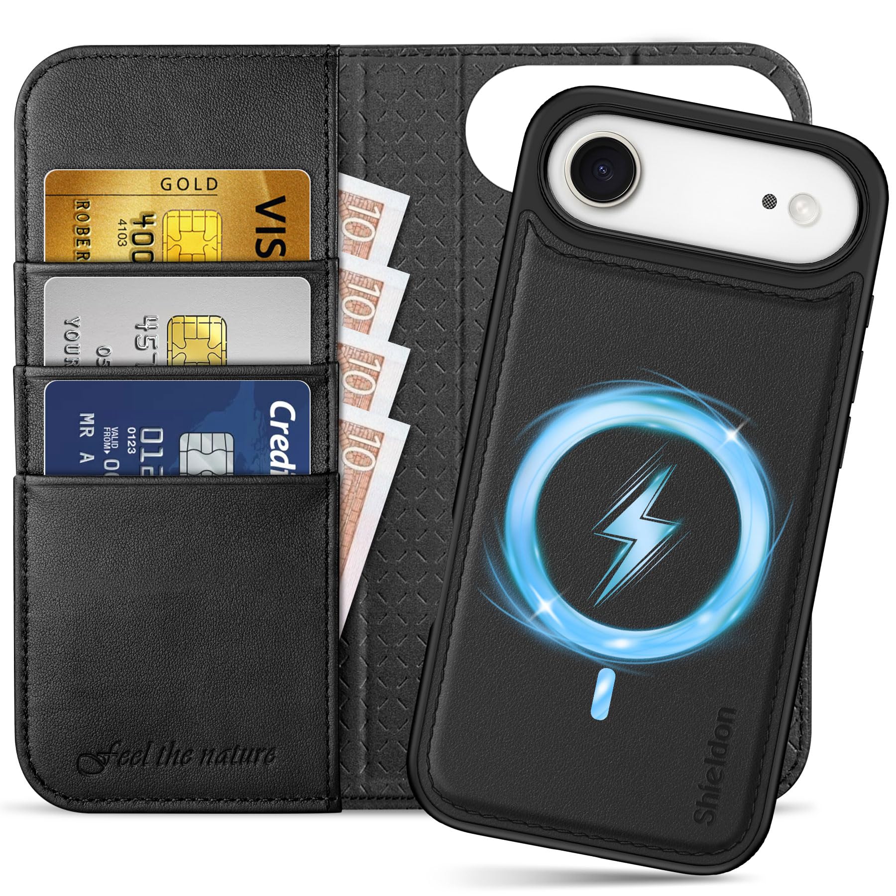 shieldon phone cases SHIELDON MagSafe Detachable Wallet Case for iPhone 17 Air – Black –  Infostyle