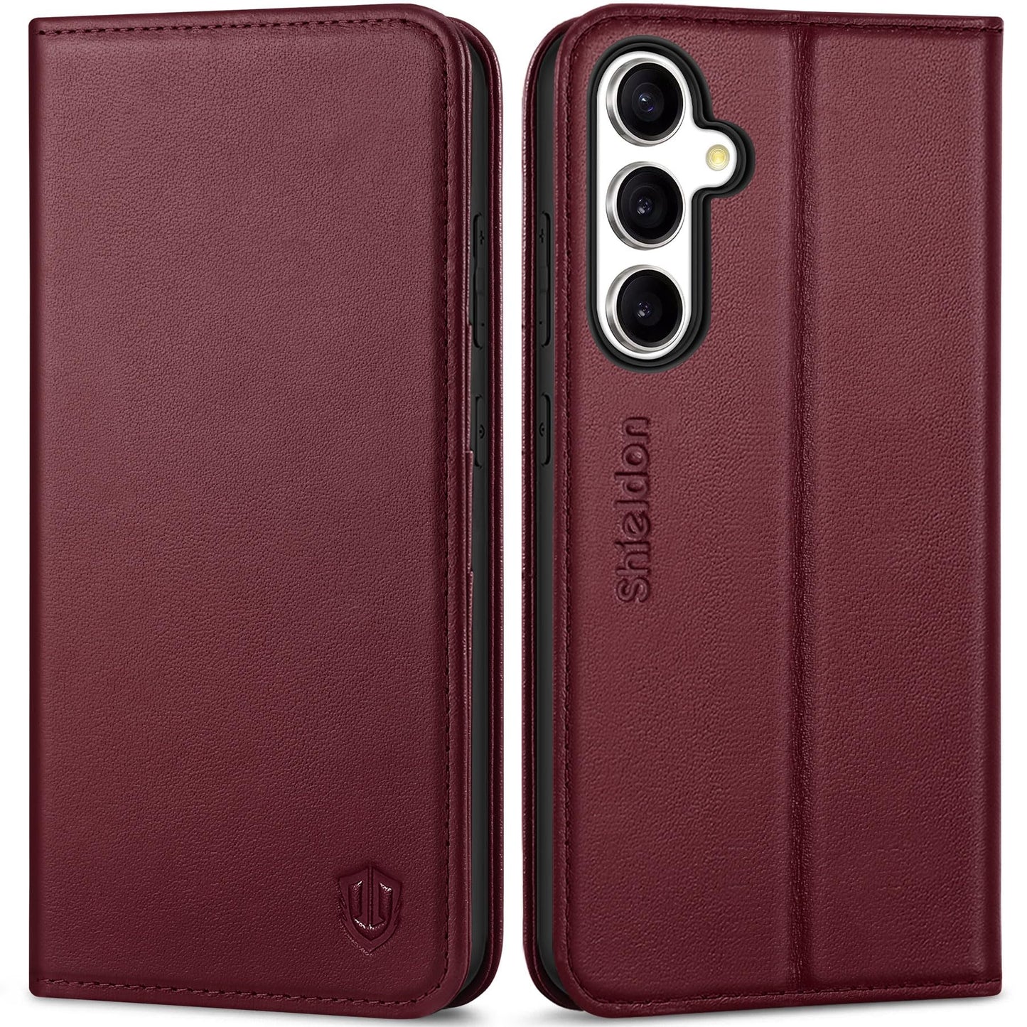 SHIELDON usnjena torbica Samsung Galaxy S24 FE 6,7 2024 vinsko rdeèa premium zašèita
