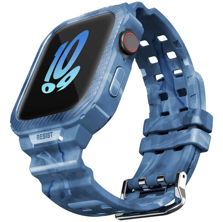 HALLEAST pašček z ohišjem za Apple Watch 4/5/6/7/8 – 44/45 mm, modra